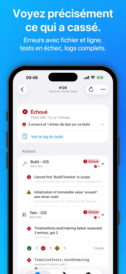 Screenshot 3 di 6 di Andon for Xcode Cloud