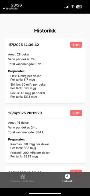 Plantevernkalkulator screenshot 2