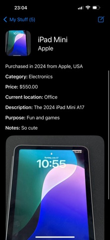 My Stuff 2025 edition screenshot