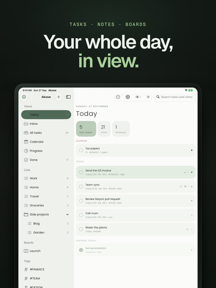 Alcove: Tasks & Notes スクリーンショット 1