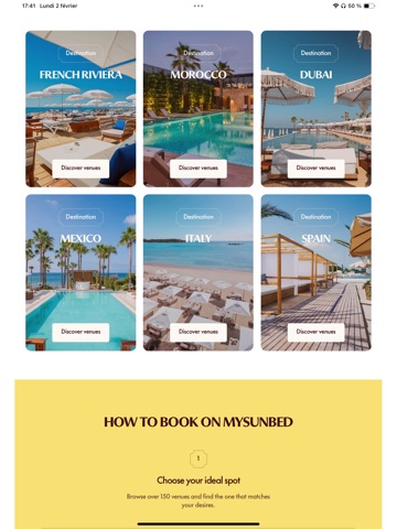 MySunbed iPad screenshot