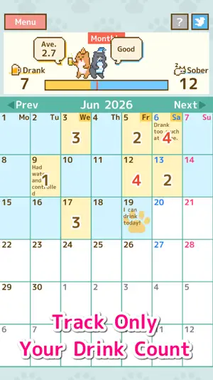 Drink & Sober Tracker｜CozyCats screenshot 1