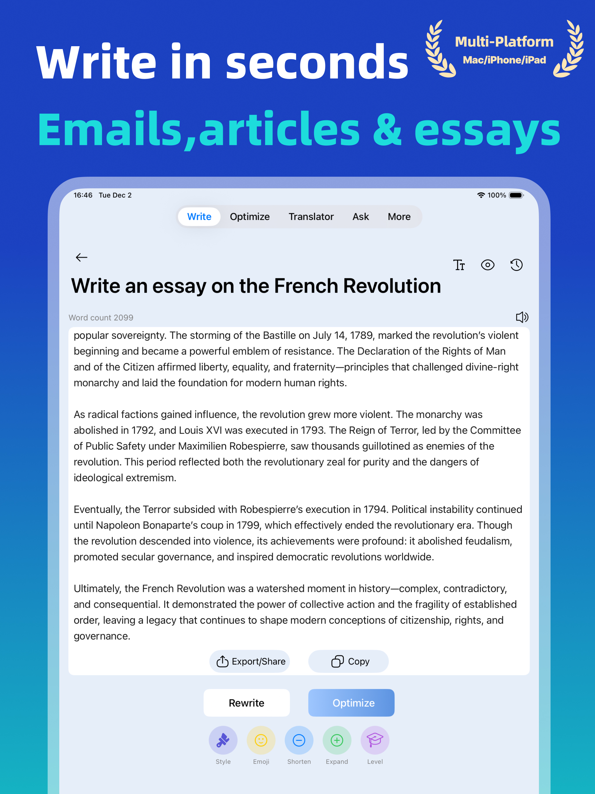 AI Writer -Essay Email Writing