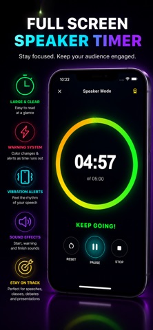 Speech Timer PRO Speaker Clock iPhone screenshot