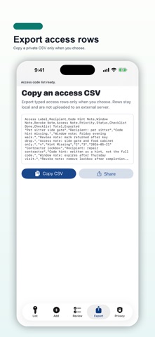 Guest Access Code List のスクリーンショット
