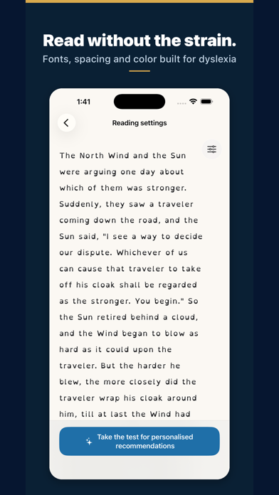 Dyslexia reading settings lab Screenshot 2 of 3