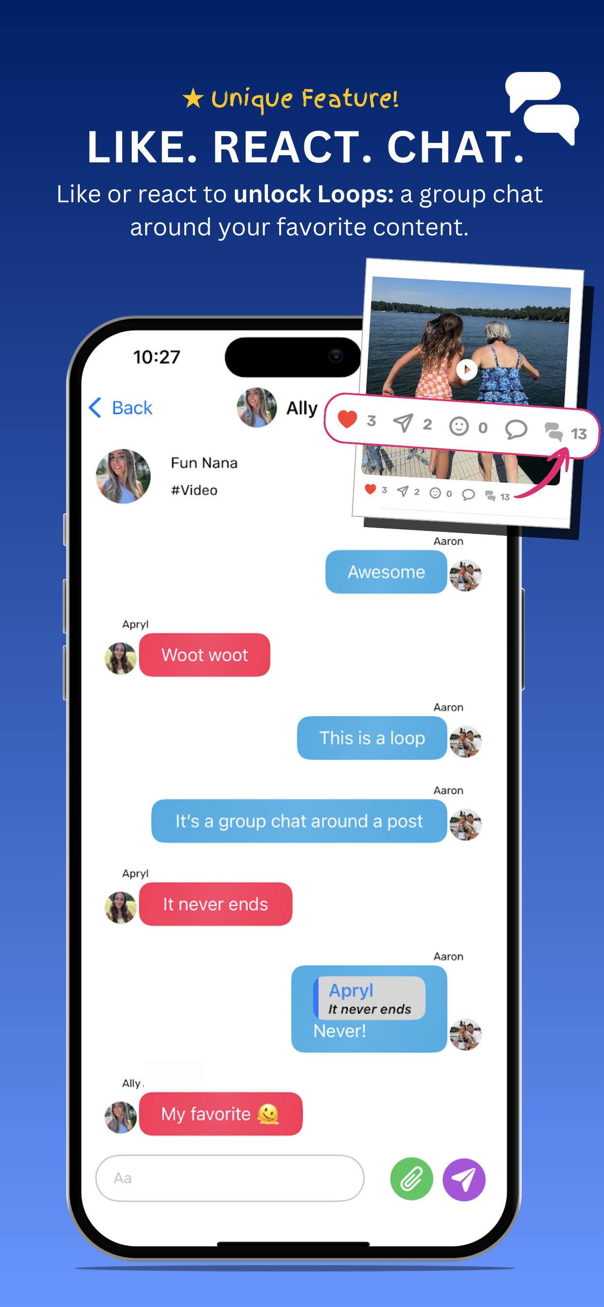 Slice Reaction & Messaging App