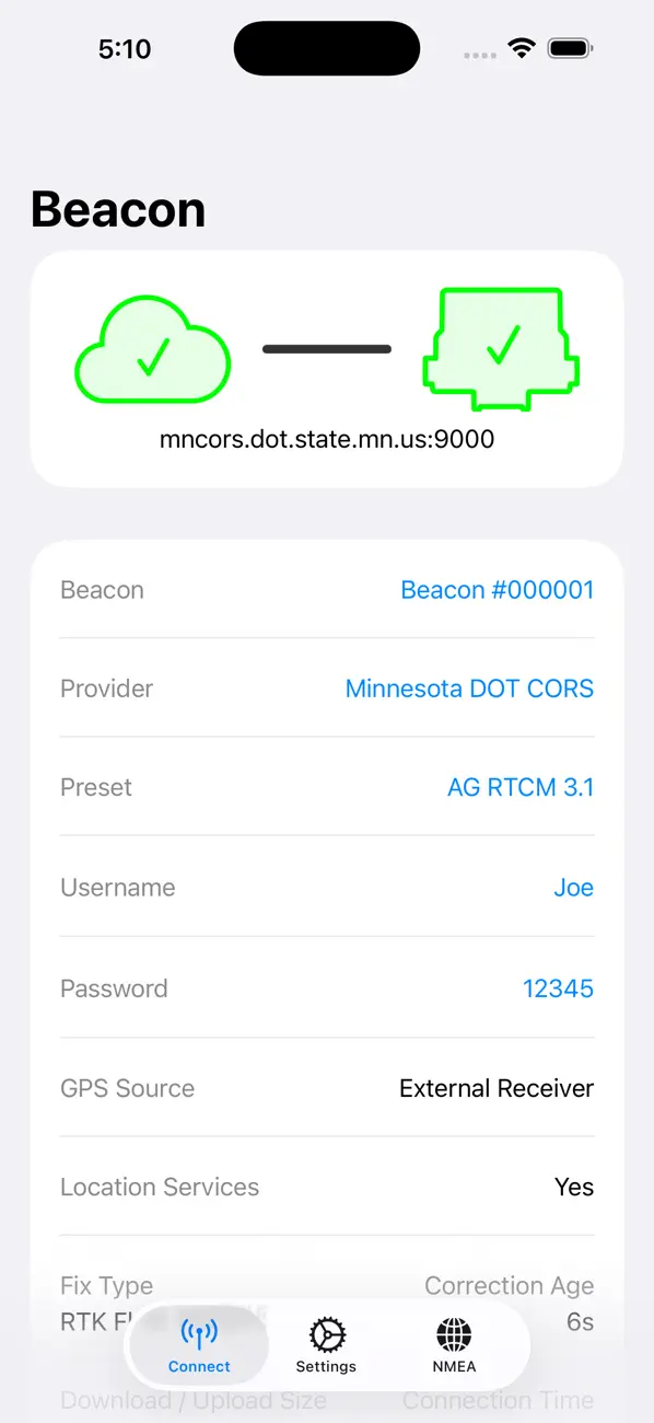Screenshot #1 pour GRTech Beacon 4.0/5.0 NTRIP