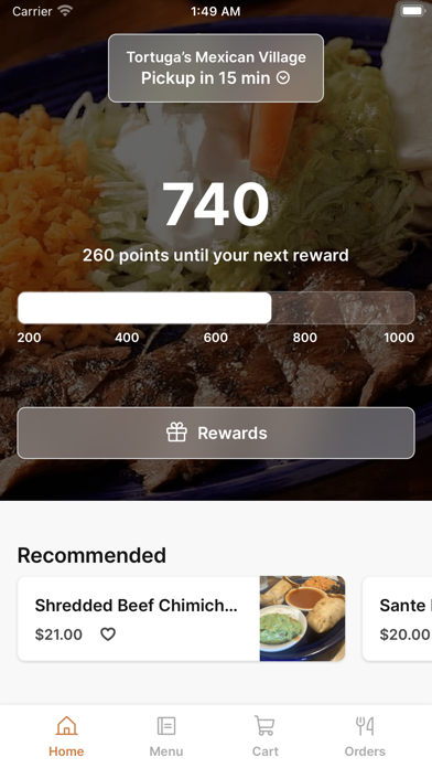 Screenshot 1 of Tortuga's Mexican Village App