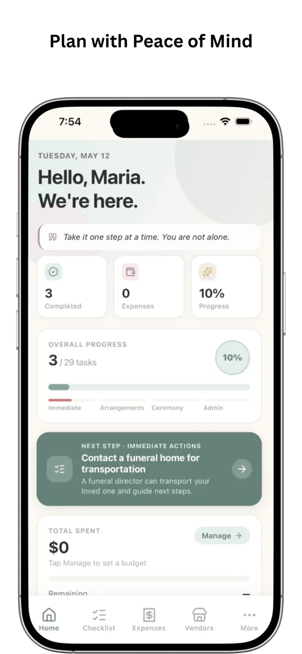 Screenshot #1 pour Funeral Planning Checklist