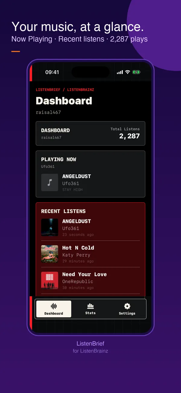 Screenshot #3 pour ListenBrief: ListenBrainz View