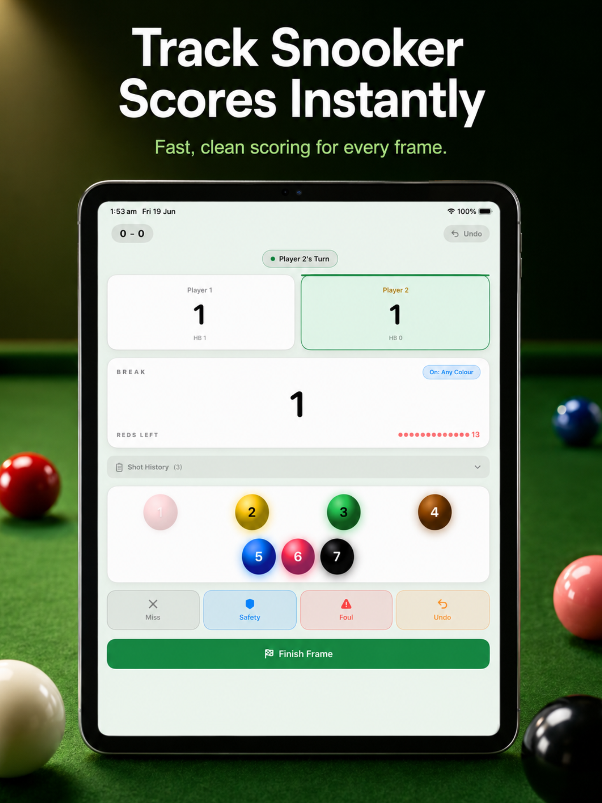 Snooker Scoreboard Counter