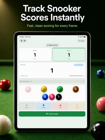 Snooker Scoreboard Counter iPad screenshot
