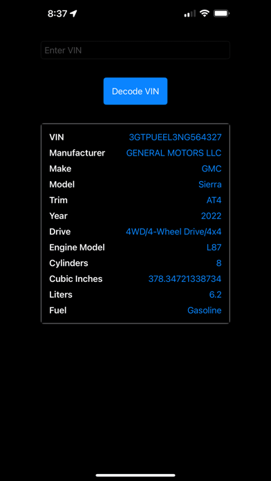 VIN Decoder - Basic Screenshot