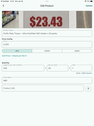 Unit Price Comparator iPad screenshot