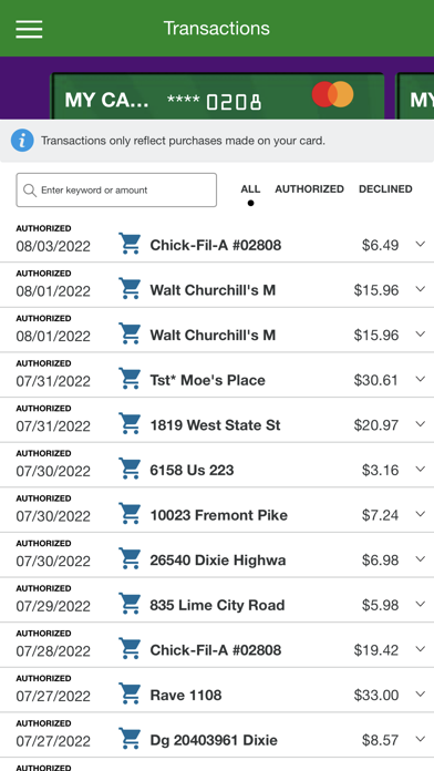 MVCU Debit Screenshot