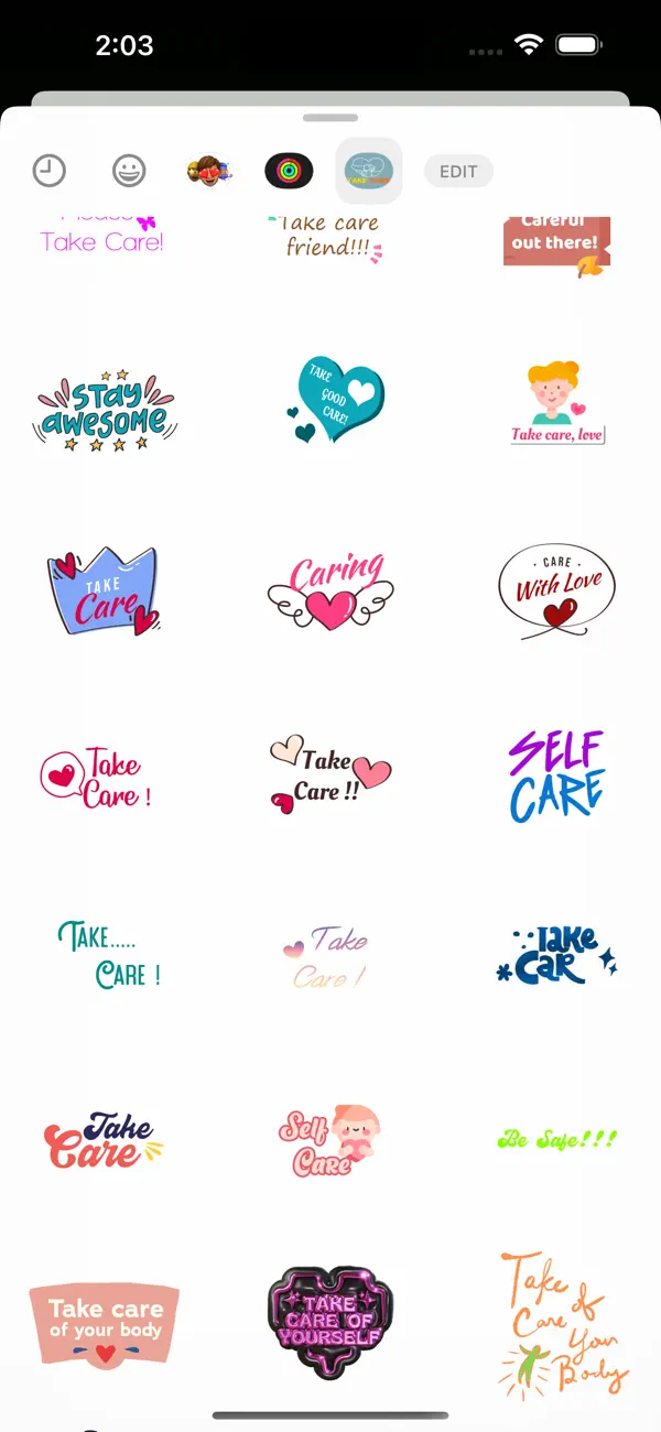 Screenshot #1 pour Take Care Stickers