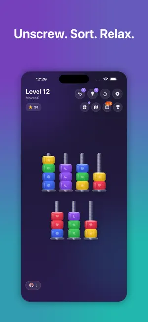 BoltSort: Nut & Screw Puzzle screenshot 1
