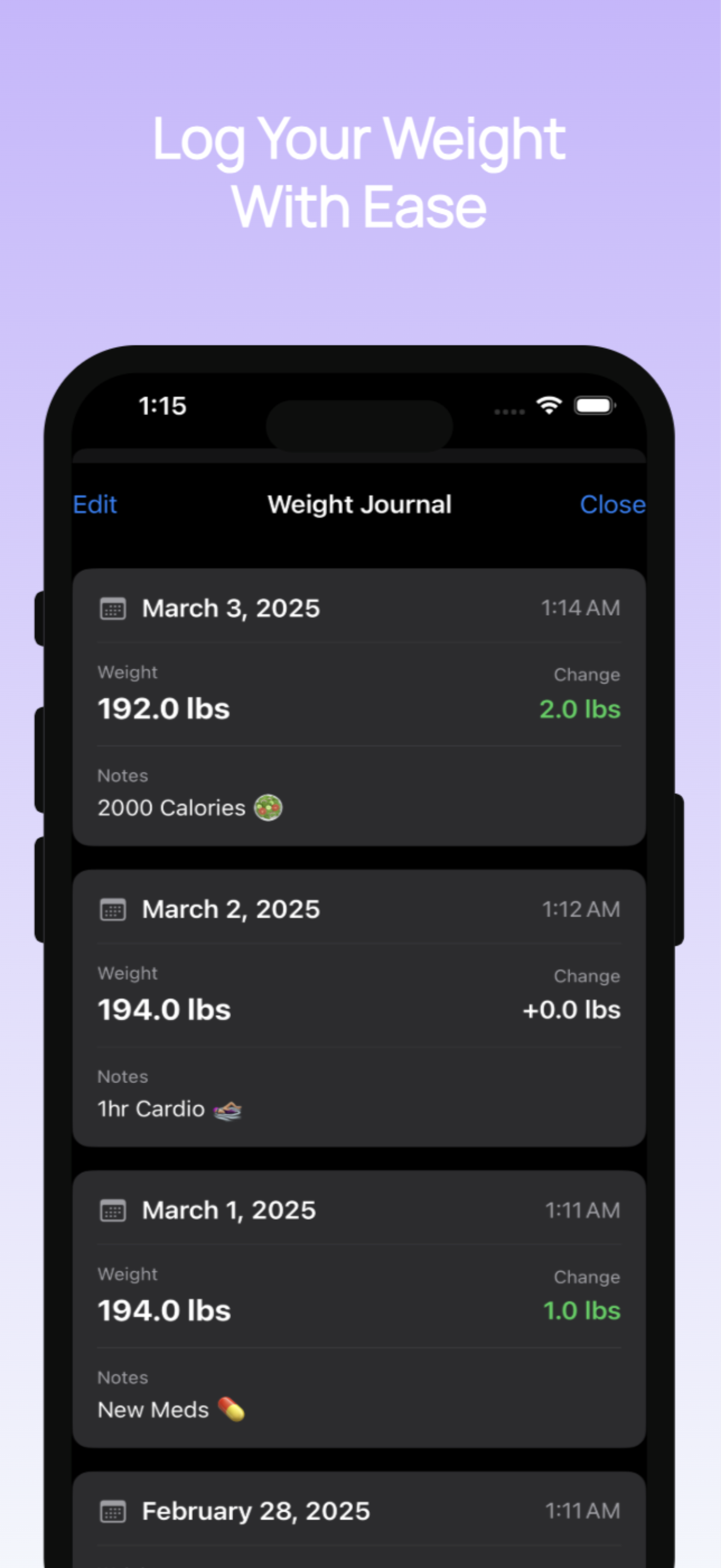 Weight Loss Tracker: WeightLog screenshot 3