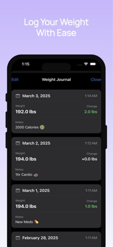 Weight Loss Tracker: WeightLog Screenshot 3 of 4