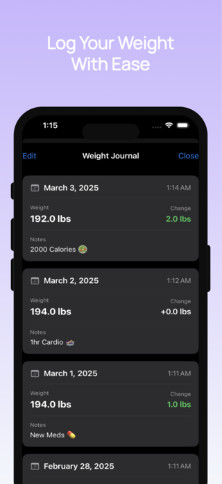 Weight Loss Tracker: WeightLog Screenshot 3 of 4