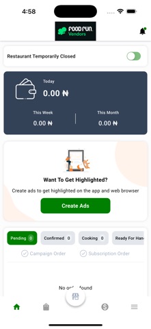 Foodrun Partner Dashboard Screenshot 2 of 3