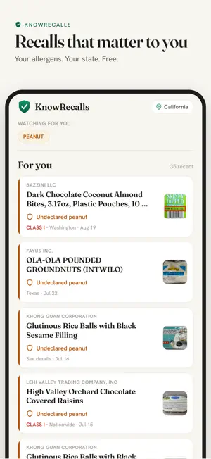 KnowRecalls Food Recall Alerts screenshot 1