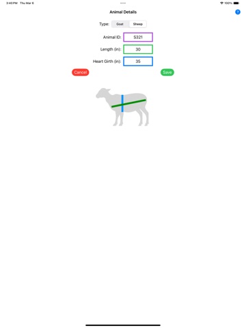 Goat / Sheep Weight Estimator iPad screenshot