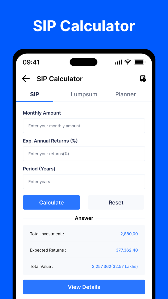 SIP Calculator - Loan EMI Plan