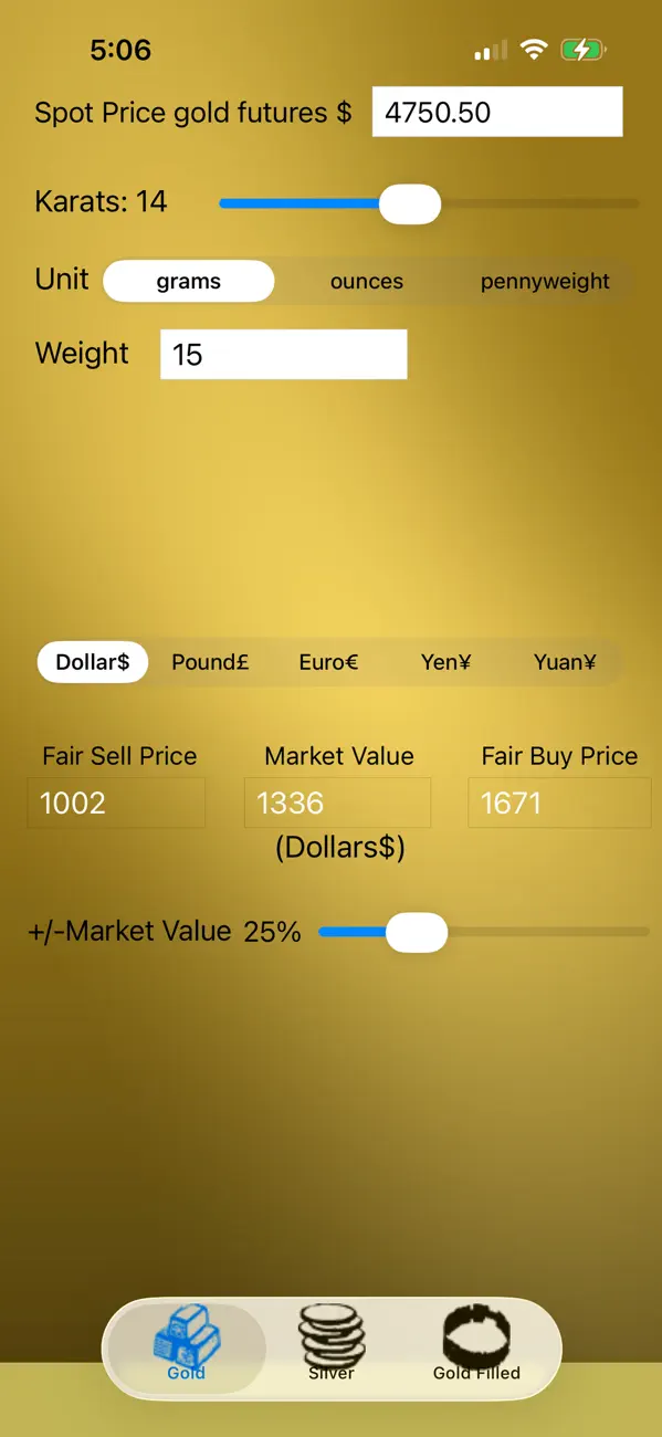 Screenshot #1 pour Gold and Silver Calculator