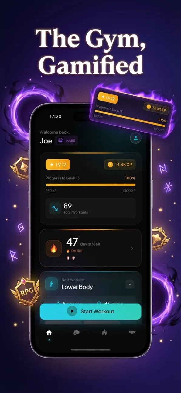 GymLevels: Ranked Gym Workouts iOS Mod IPA screenshot 1 - iOS app interface