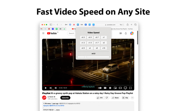 Fast Video Speed for Safari