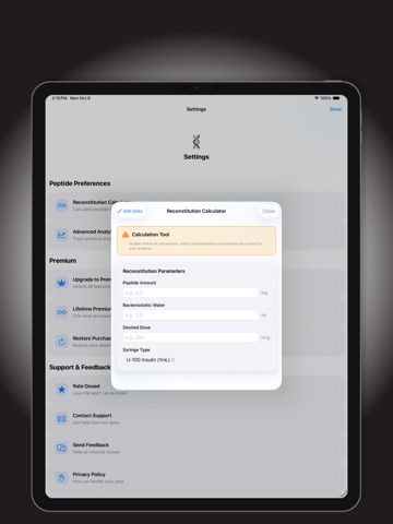 Peptide Tracker & Log: Dosed iPad screenshot