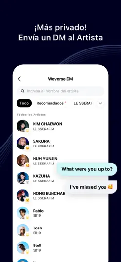 Captura de pantalla de Weverse, Acércate A Tu Artista en iPhone 6