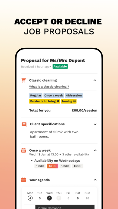 Self-employed jobs Wecasa Pro Screenshot