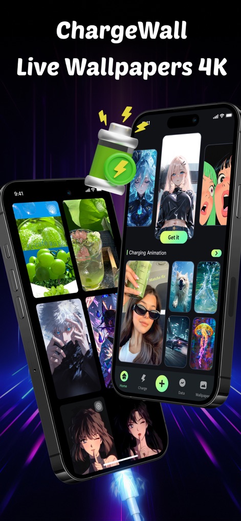 Live Wallpapers 4K ChargeWall - Users can browse a vast live wallpaper gallery and seamlessly select from an array of engaging charging animations.