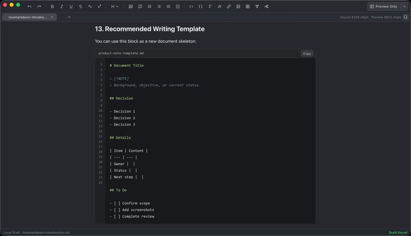 LoveMarkDown screenshot