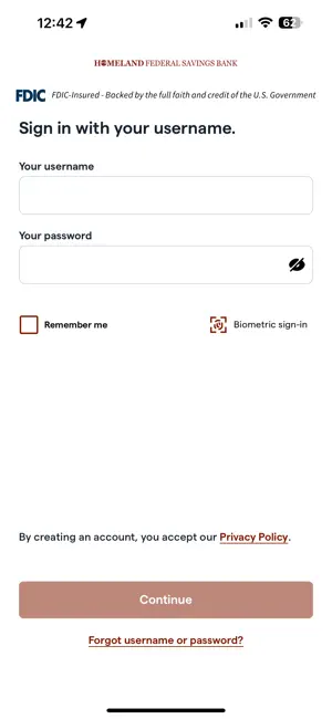 Homeland Bank Mobile screenshot 2