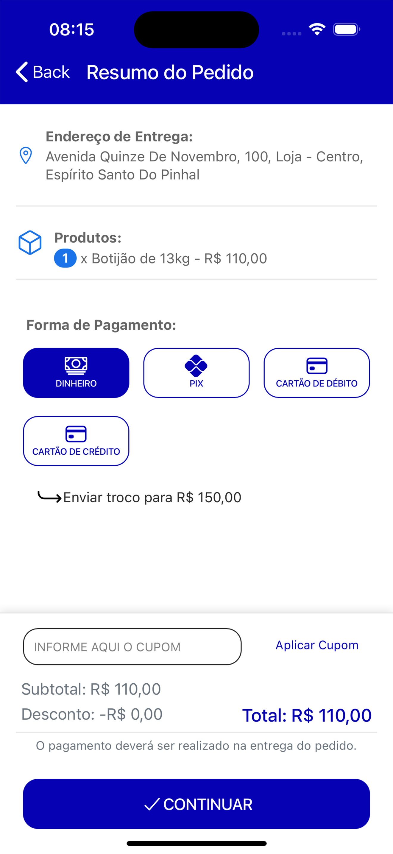Rápido Gás: Pedir Gás