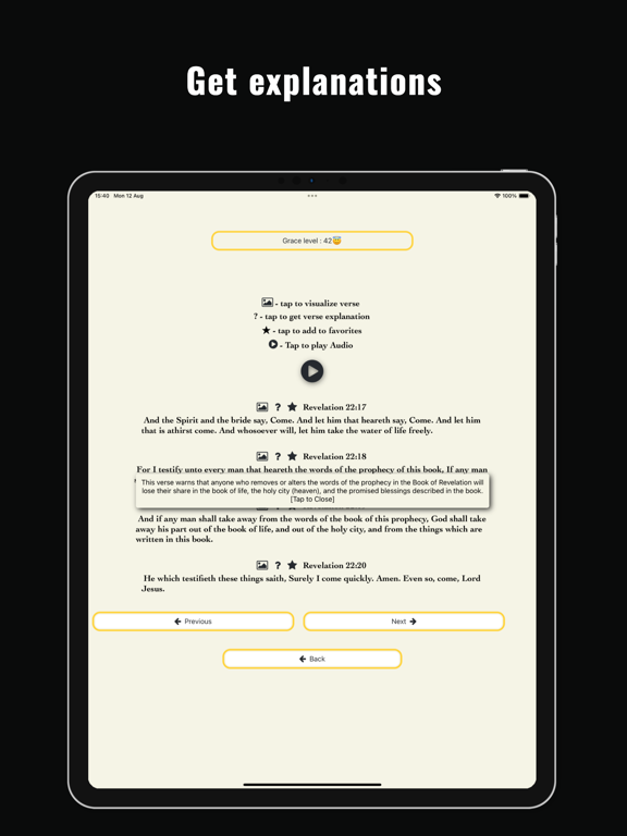 Visual Holy Bible iPad screenshot 2 - Reference app