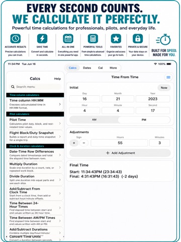 Time & Date Work Calculator iPad screenshot