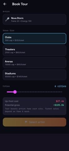Music Tycoon: Label Manager iPhone screenshot