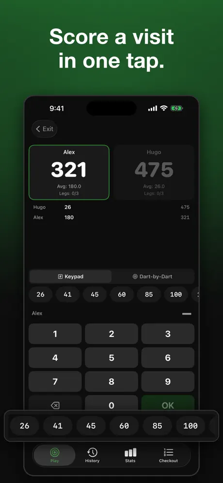 Darts Tracker - Score & Stats — captura de pantalla del iPhone 8