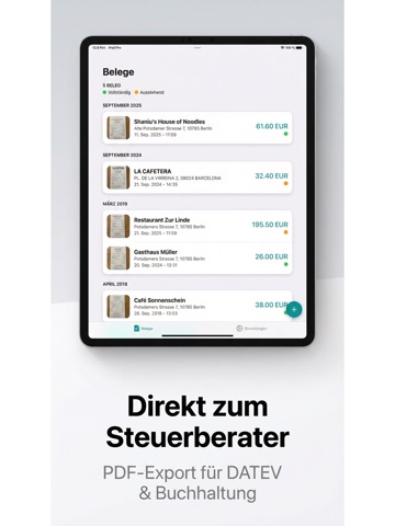 Bewirtung Belegscanner iPad screenshot