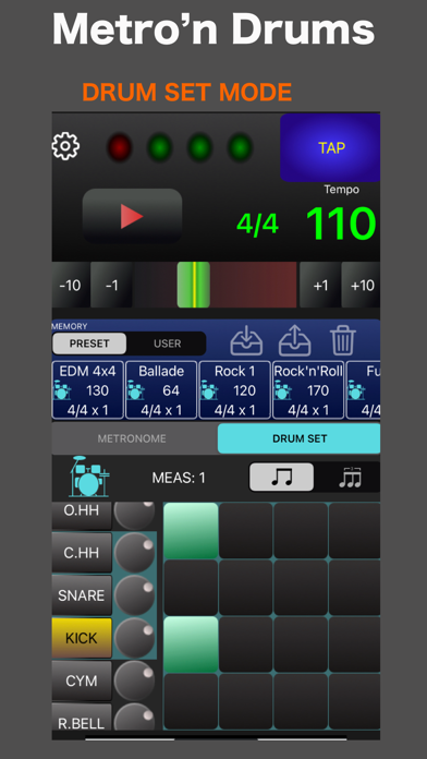 Metro'n Drums iPhone screenshot 2 - Music app
