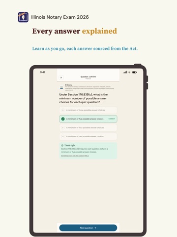 Illinois Notary Exam 2026 iPad screenshot