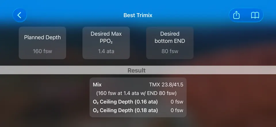 Capture d'écran de Trimix Tools sur iPhone 6