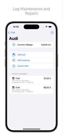 ITER - Vehicle Expenses screenshot
