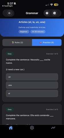 A1/A2 Spanish Grammar screenshot