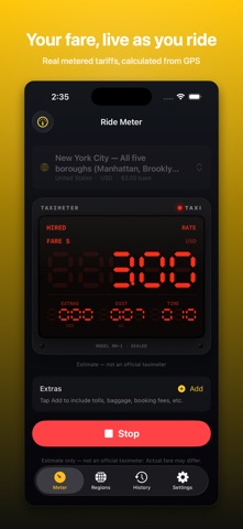 Ride Meter: Taxi Fare Meter iPhone screenshot